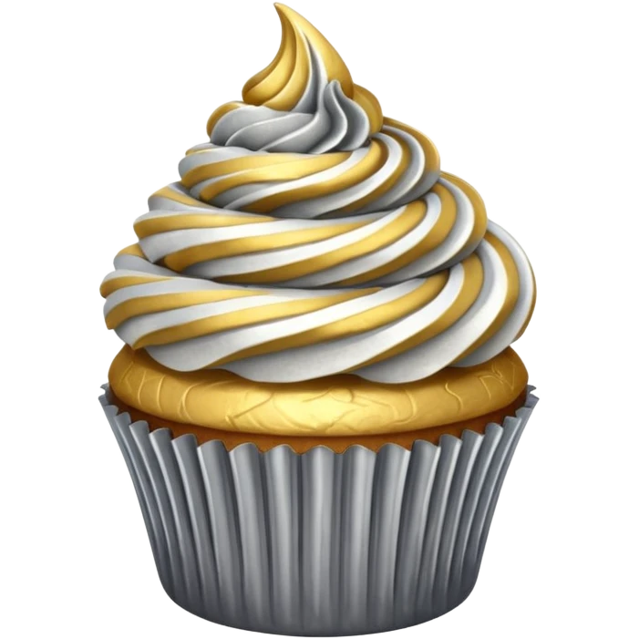 Cupcake with  golden and silver icing  emoji