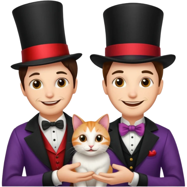 magician couple and their pet cat emoji