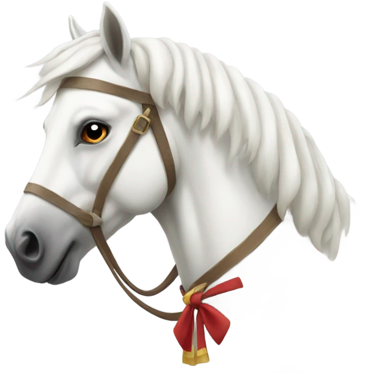 White Horse with a bow on head emoji