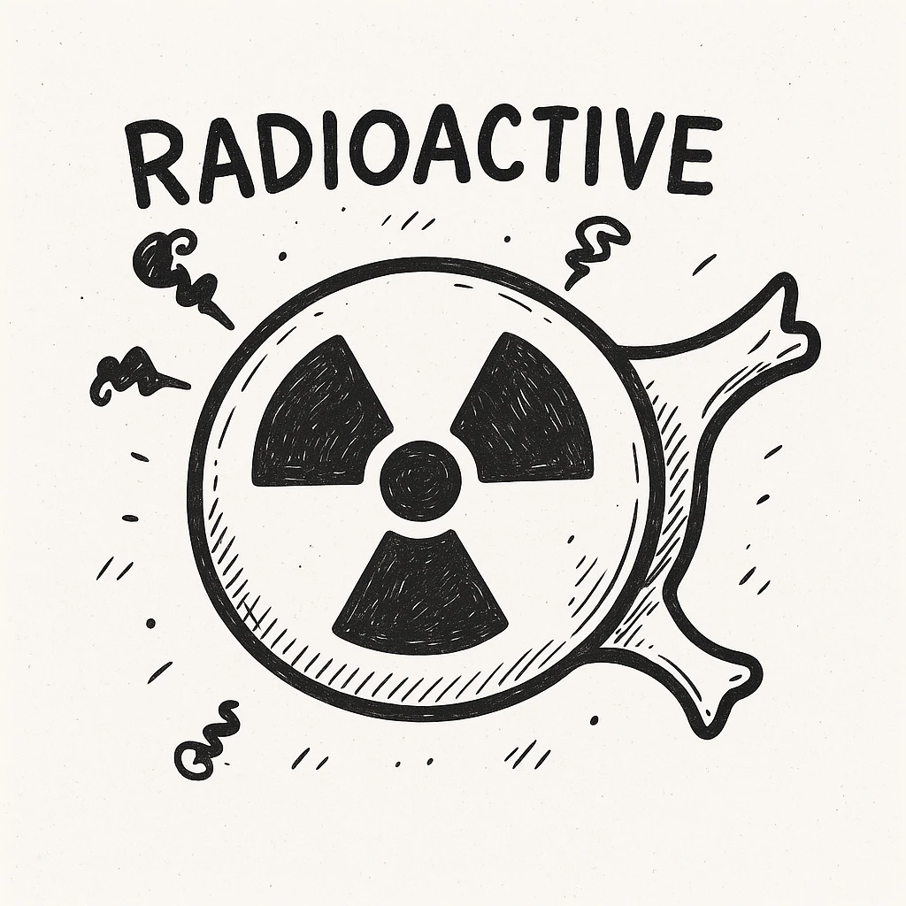 Add a radioactive symbol to the nuke symbol in hand-drawn doodle style, resembling notion style hand drawn doodles. emoji