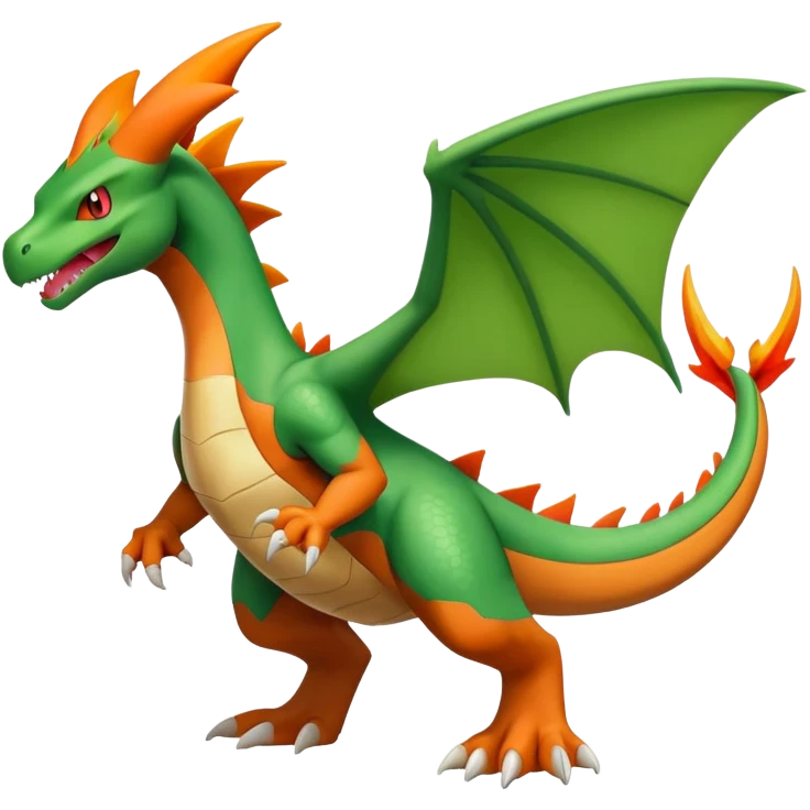 Grovyle-Charizard-Flygon-Fakémon-hybrid-creature (full body)  emoji