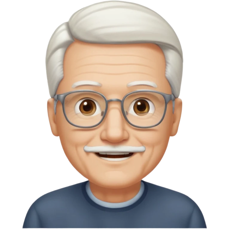 old guy, swept back white hair with no part, blocky face, rectangle frame glasses, goatee, no moustache emoji