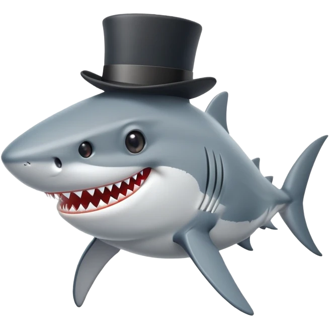 Shark with a top hat emoji