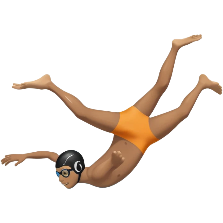 determined pool diver dives into a pool of confidence blue water underneath  emoji