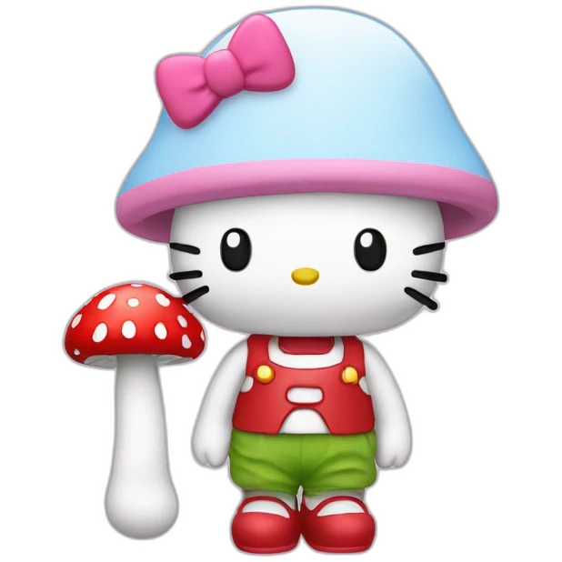 Hello kitty with a mushroom emoji