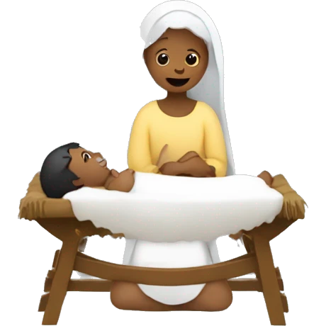 Nativity scene, baby on a manger emoji
