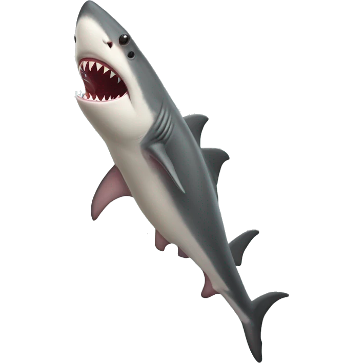 A crimson-lipped shark with stilts for legs emoji