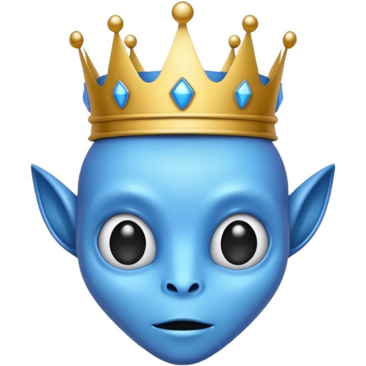 blue alien with crowN emoji