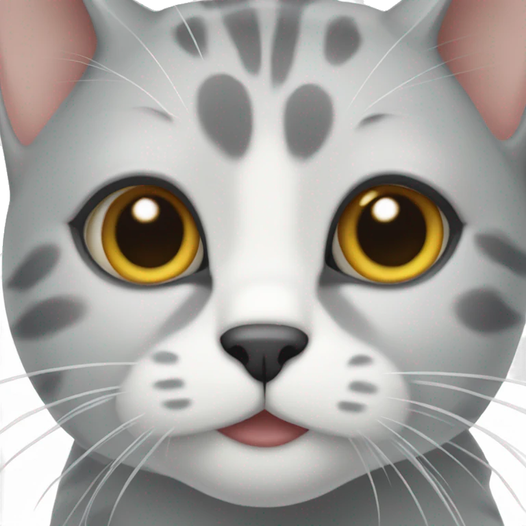 Cat grey and white with grey spot on left side of the nose emoji
