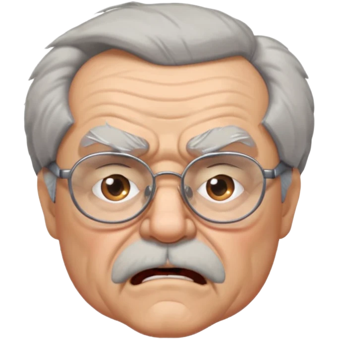 make old old man like 80 with gray hair and fur has HUGE EYE brows and glasses and is always mad and gay emoji