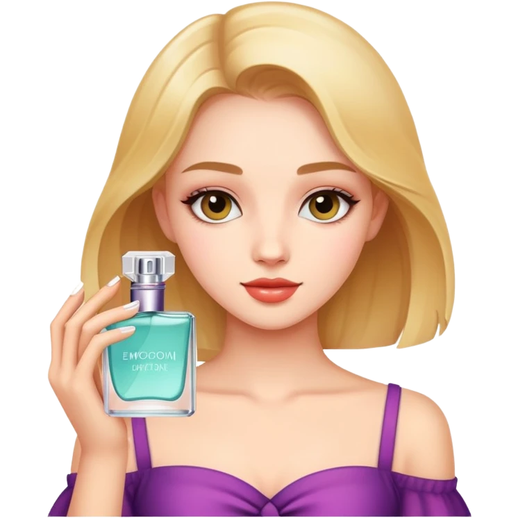 A  bretty girl holding parfum  emoji