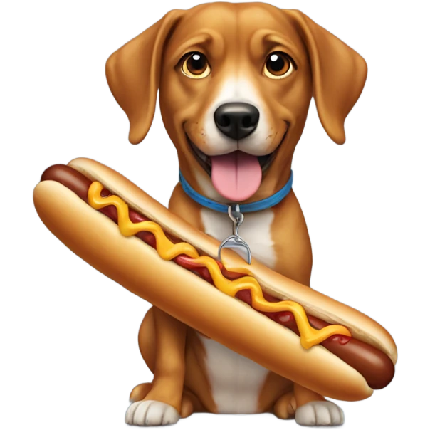 Dog wearing hotdog summit  emoji