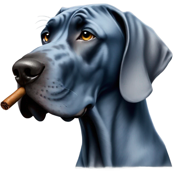 Blue Great Dane with a cigar  emoji