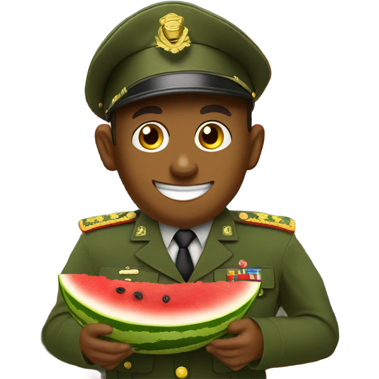 Drill sgt and a monkey eating watermelon emoji