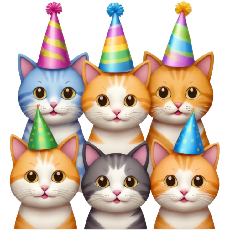 twelve cats at a birthday party emoji