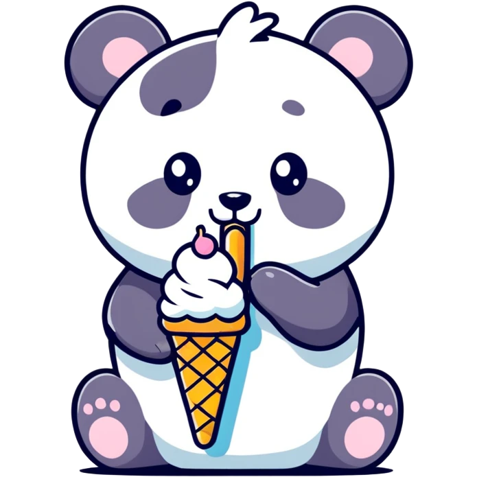 Panda eating ice cream emoji