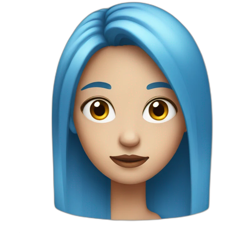 Girl with blue hair. red eyes emoji