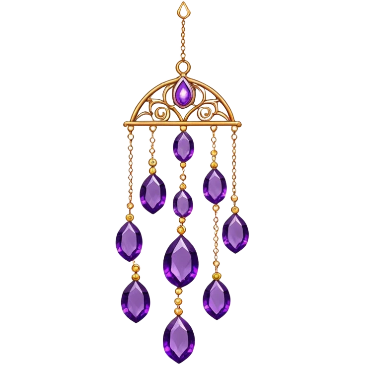 Hanging suncatcher, threads with shiny sparkly amethyst gemstones emoji