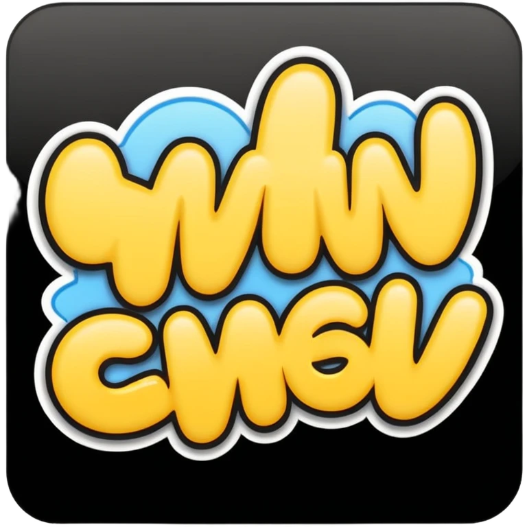 “Emoji-style graffiti text saying ‘TYCW.’, bold smooth strokes, cartoon style, thick rounded lines, modern emoji aesthetic, clean vector look, high contrast, centered composition, transparent background, flat colors, no texture, no realistic effects, sticker emoji style, emoji