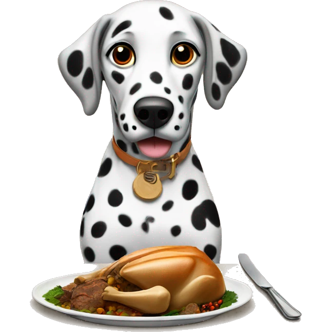 Dalmatian eating Thanksgiving dinner emoji