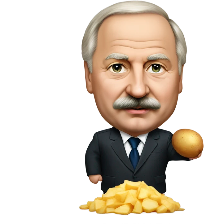 Photorealistic Belarus president Lukashenko with potato in right hand emoji