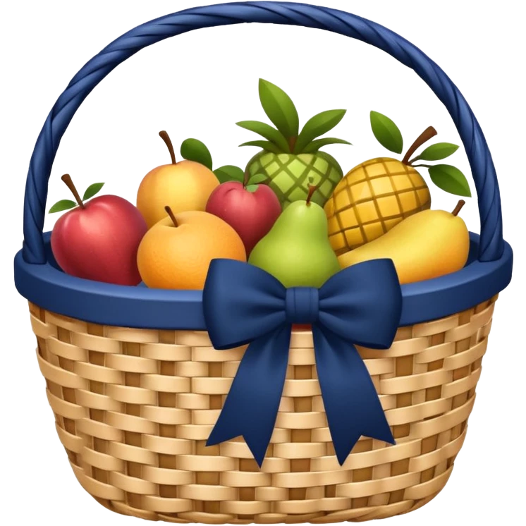 basket with a navy blue bow emoji