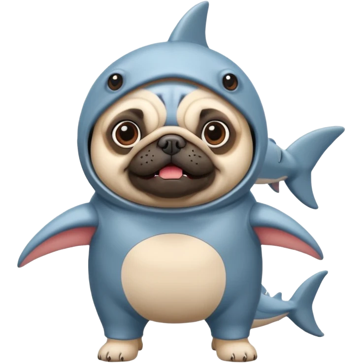 Pug wearing a shark costume  emoji