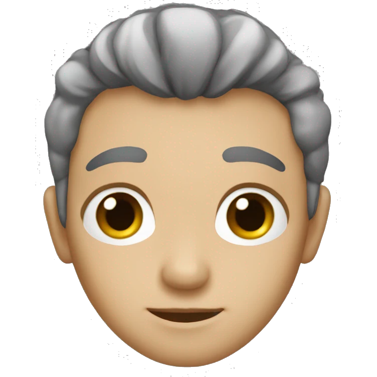 Brown gray hair small eyes emoji