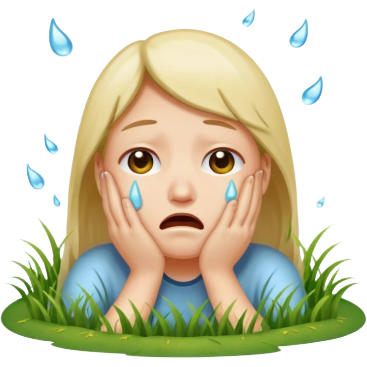 A person melting into the grass And crying  emoji