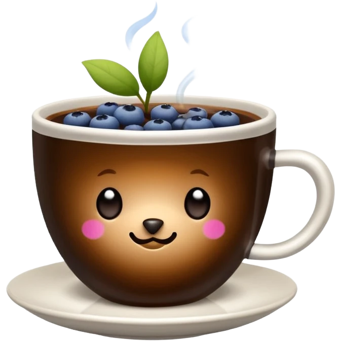 Slow brew coffee with blueberry flower in a cup emoji