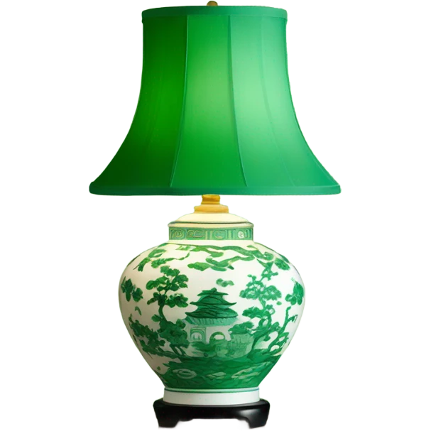 green and white chinoiserie lamp emoji