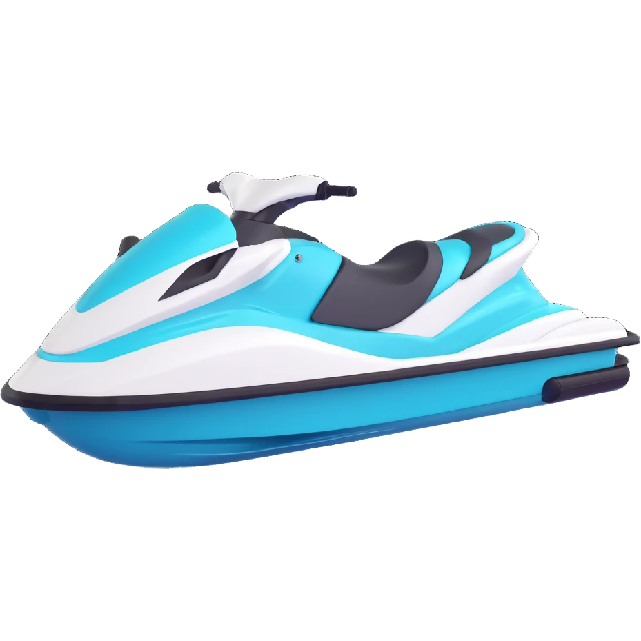 white and turquoise jet ski, clean and modern design emoji