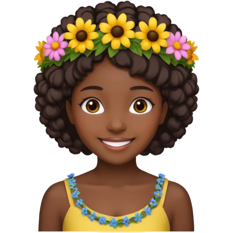 black girl with flower crowns emoji