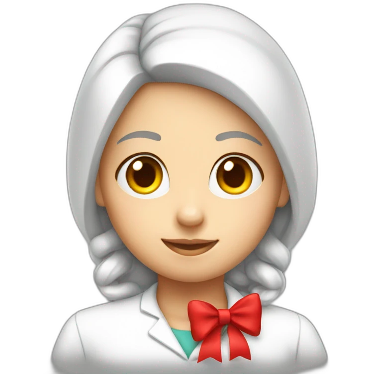 young chemist girl red bow on head emoji