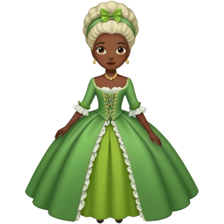 marie Antoinette fashion dark skinned woman green clothe emoji