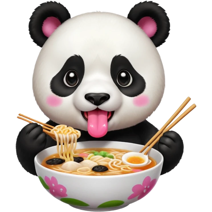 cute hungry panda eating ramen  emoji