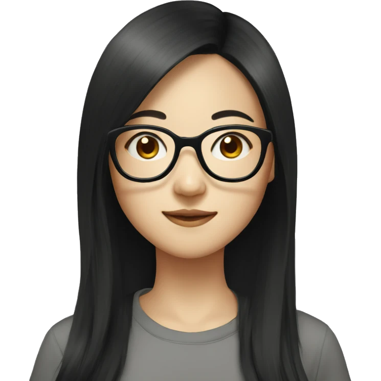 asian girl long black hair with glasses emoji