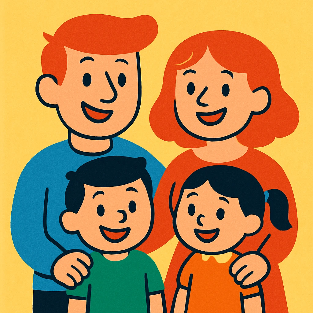 a family in vibrant toon style emoji
