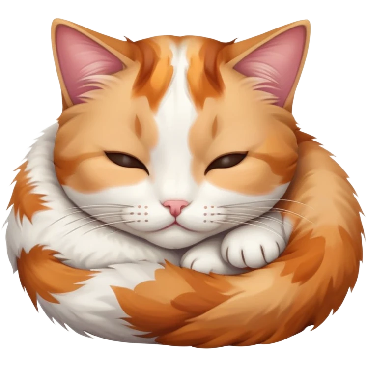 A cute cat curled up sleeping, peaceful expression emoji
