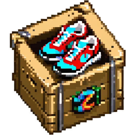 2d power up crate with a running shoe symbol for speed boost emoji