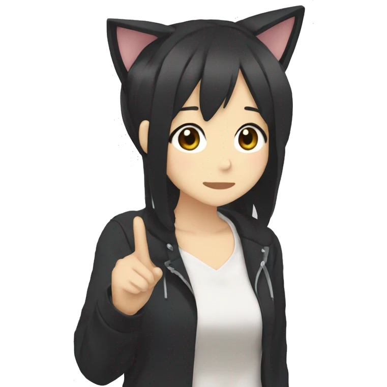 Azusa Nakano from k-on, with cat ear emoji
