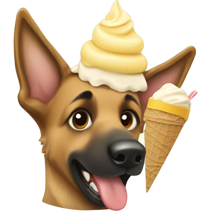 Surfing German shepherd eating ice cream emoji