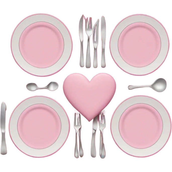 Pink grand table with cloth and heart shaped plates emoji