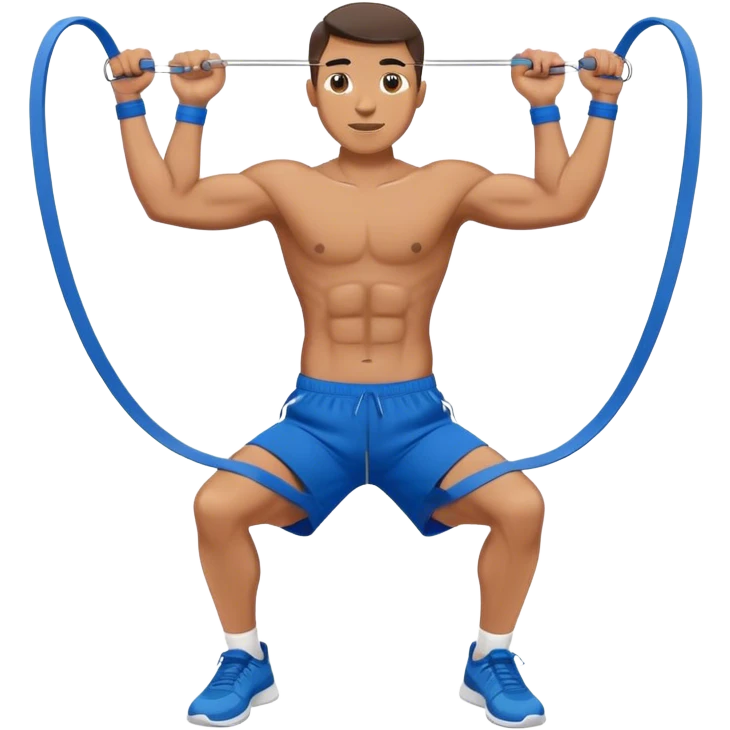 fit man with blue shorts resistance bands exercises emoji