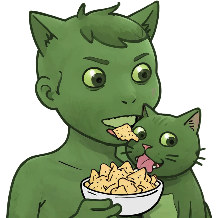 Boy eating cat emoji