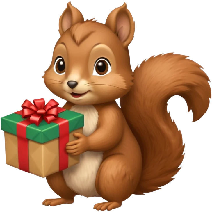 squirrel holding a gift with one hand emoji