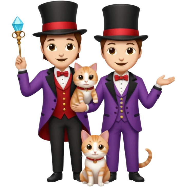 magician couple and their pet cat emoji
