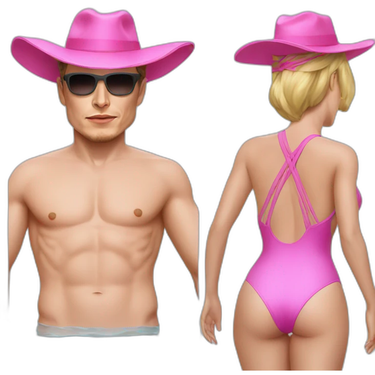 elon musk pink hat swimsuit pool emoji