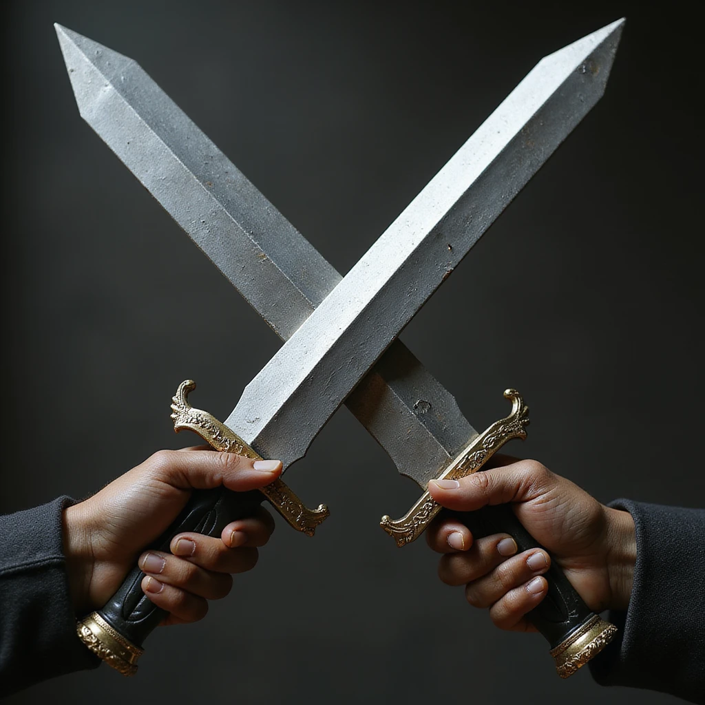 two crossed swords, realistic style emoji