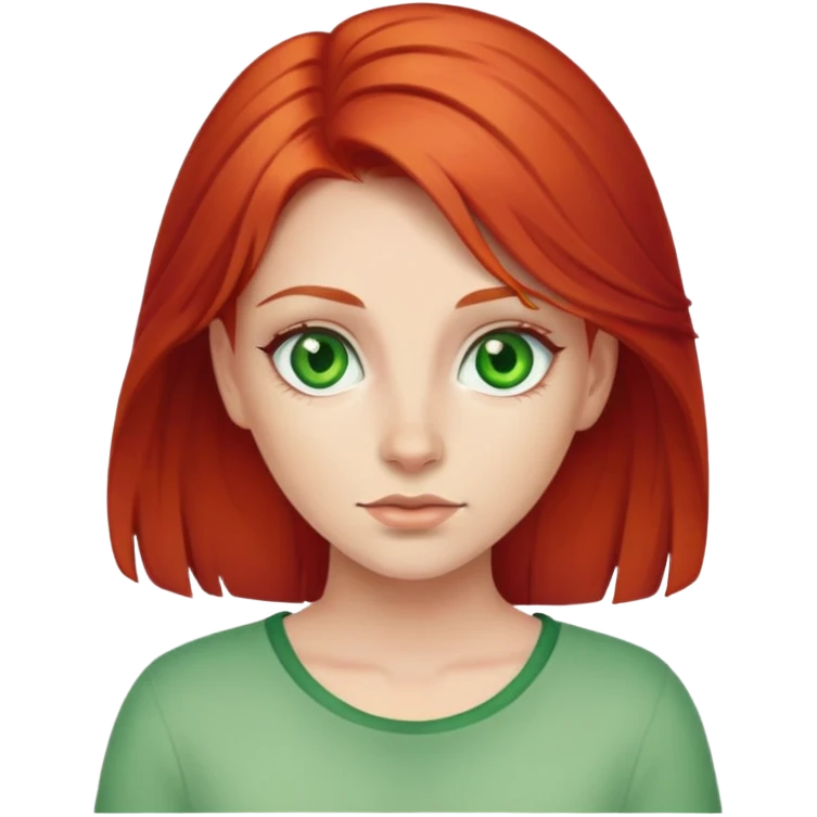 Girl with red hair and grenn eyes  emoji